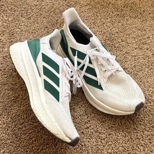 Adidas Ultra Boost White and Dark Green Running Shoes